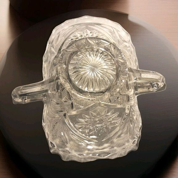 Vintage Clear Glass Flared Oval Bowl 2 Handled Elegant Festive Decorative - Picture 4 of 12